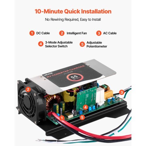 WF-8955-AD-MBA RV Power Converter, 55 Amp, DC Main Board Assembly Replacement Unit, Multi-Stage Smart Charge for Lithium Lead Acid Battery, for WF-8955, WF-8955-AD, and Parallax 7145 7155 Series - American Smart