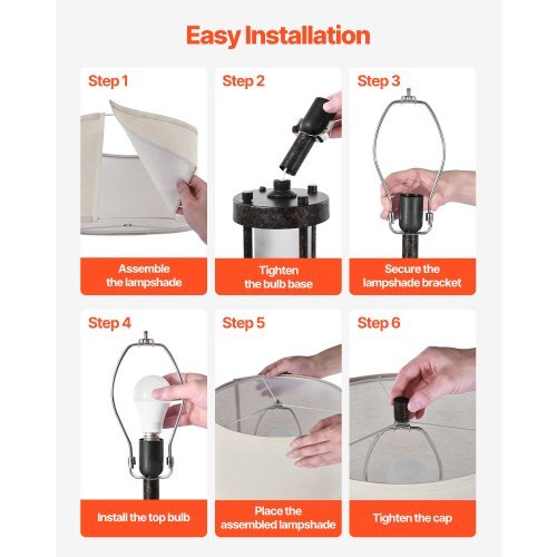 Table Lamps Set of 2, Dimmable Farmhouse Bedside Nightstand Lamps, Vintage Lamp with LED Bulb and Linen Shades, Bedside Lamp with USB C+A Ports & AC Outlet, for Living Room, Bedroom & Office