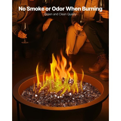 Fire Glass, 10 LBS / 4.5 KG High-Temperature Resistant Fireplace Rocks, 1/4-Inch / 6.35 mm Reflective & Smokeless Firepit Glass Rock, High Luster Stone Landscaping for Fire Pit Table, Copper
