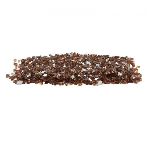 Fire Glass, 10 LBS / 4.5 KG High-Temperature Resistant Fireplace Rocks, 1/4-Inch / 6.35 mm Reflective & Smokeless Firepit Glass Rock, High Luster Stone Landscaping for Fire Pit Table, Copper