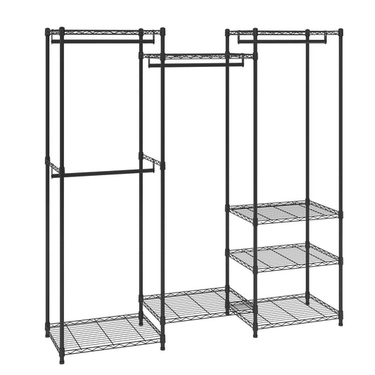 Heavy Duty Clothes Rack, Rolling Clothing Garment Rack with 4 Hang Rods & 8 Storage Tiers, Adjustable Custom Closet Rack, Freestanding Wardrobe for Hanging Clothes, 800 lbs Load Capacity - American Smart