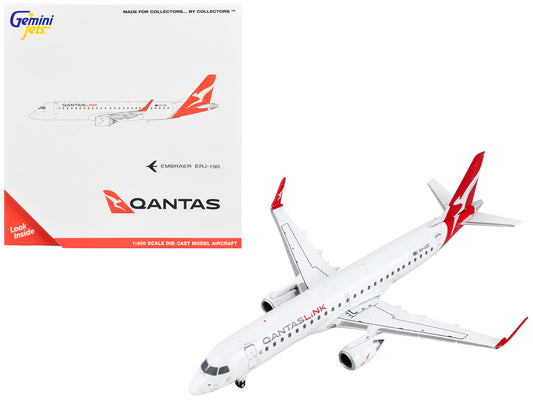 Embraer ERJ-190 Commercial Aircraft "QantasLink" White with Red Tail 1/400 Diecast Model Airplane by GeminiJets-0