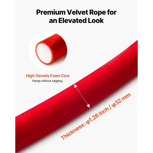 2 Pcs Red Velvet Stanchion Ropes, 5 ft Crowd Control Stanchion Red Velvet Ropes with Gold Hooks, Post Queue Barrier Carpet Rope for Carpet Events Movie Theaters Grand Openings Hotels Party