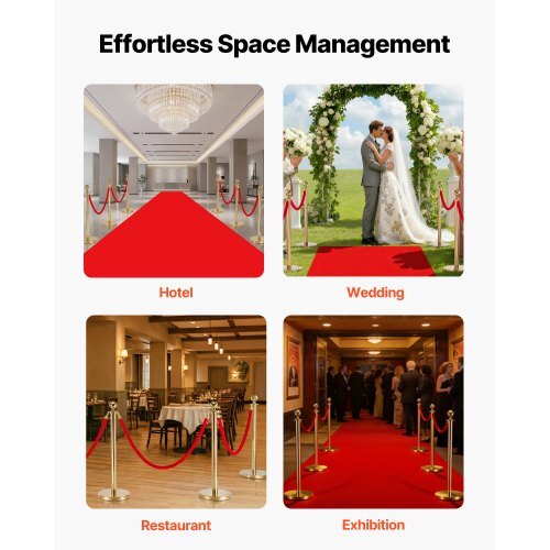 2 Pcs Red Velvet Stanchion Ropes, 5 ft Crowd Control Stanchion Red Velvet Ropes with Gold Hooks, Post Queue Barrier Carpet Rope for Carpet Events Movie Theaters Grand Openings Hotels Party