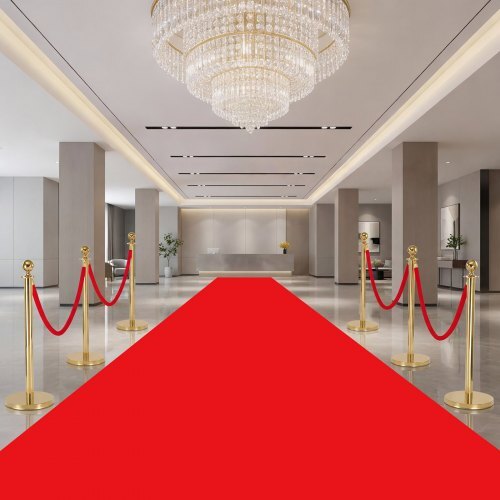 2 Pcs Red Velvet Stanchion Ropes, 5 ft Crowd Control Stanchion Red Velvet Ropes with Gold Hooks, Post Queue Barrier Carpet Rope for Carpet Events Movie Theaters Grand Openings Hotels Party