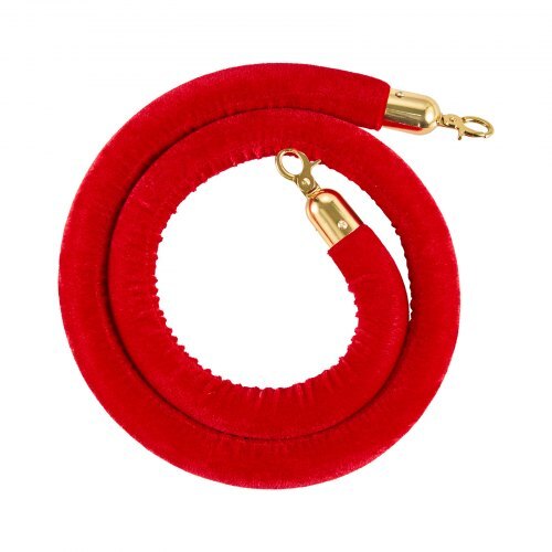 2 Pcs Red Velvet Stanchion Ropes, 5 ft Crowd Control Stanchion Red Velvet Ropes with Gold Hooks, Post Queue Barrier Carpet Rope for Carpet Events Movie Theaters Grand Openings Hotels Party