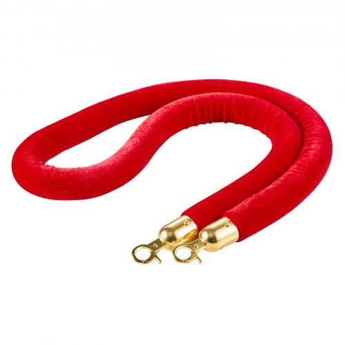 2 Pcs Red Velvet Stanchion Ropes, 5 ft Crowd Control Stanchion Red Velvet Ropes with Gold Hooks, Post Queue Barrier Carpet Rope for Carpet Events Movie Theaters Grand Openings Hotels Party