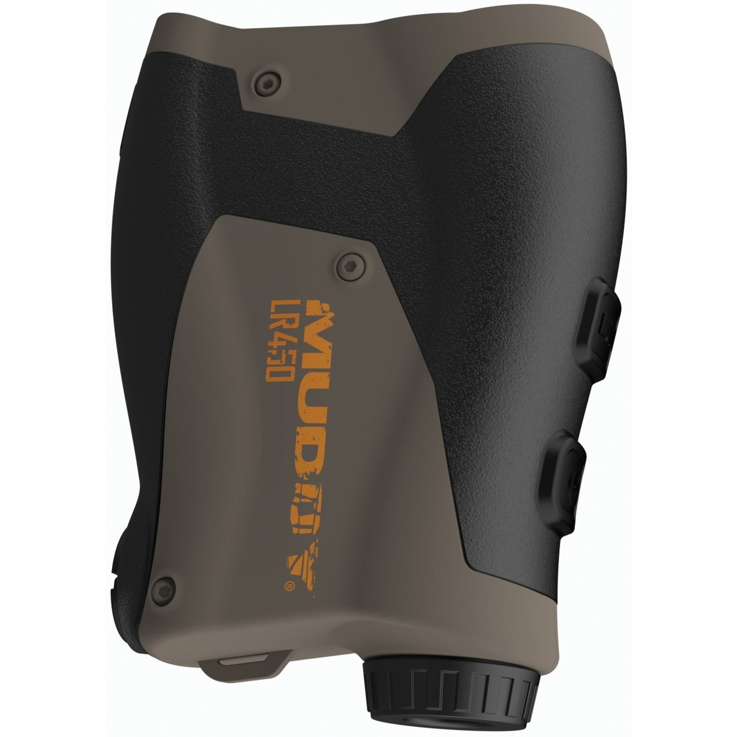 Muddy MUD-LR450 450 Laser Range Finder for hunting, showing the device with digital display and measurement buttons.