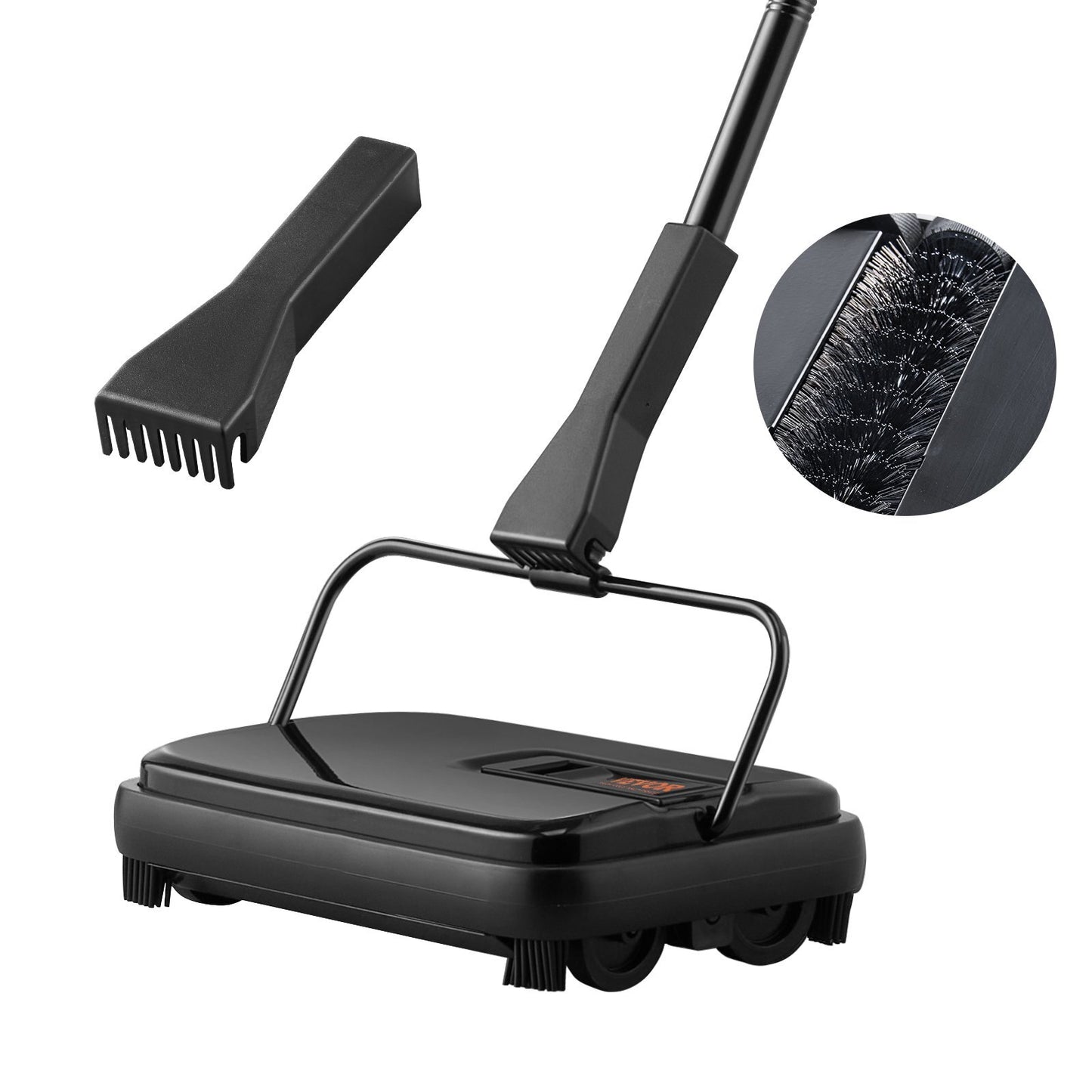 Carpet Sweeper, 7.87 in Sweeping Paths, Floor Sweeper Manual Non Electric, 300 ml Dustbin Capacity with Comb for Home Office Rugs Hardwood Surfaces Wood Floors Laminate, Cleans Dust Pet Hair - American Smart