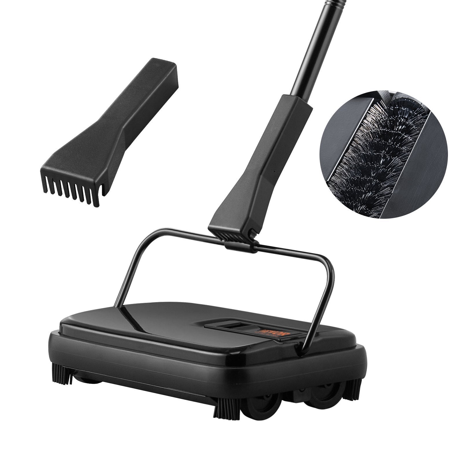Carpet Sweeper, 7.87 in Sweeping Paths, Floor Sweeper Manual Non Electric, 300 ml Dustbin Capacity with Comb for Home Office Rugs Hardwood Surfaces Wood Floors Laminate, Cleans Dust Pet Hair - American Smart