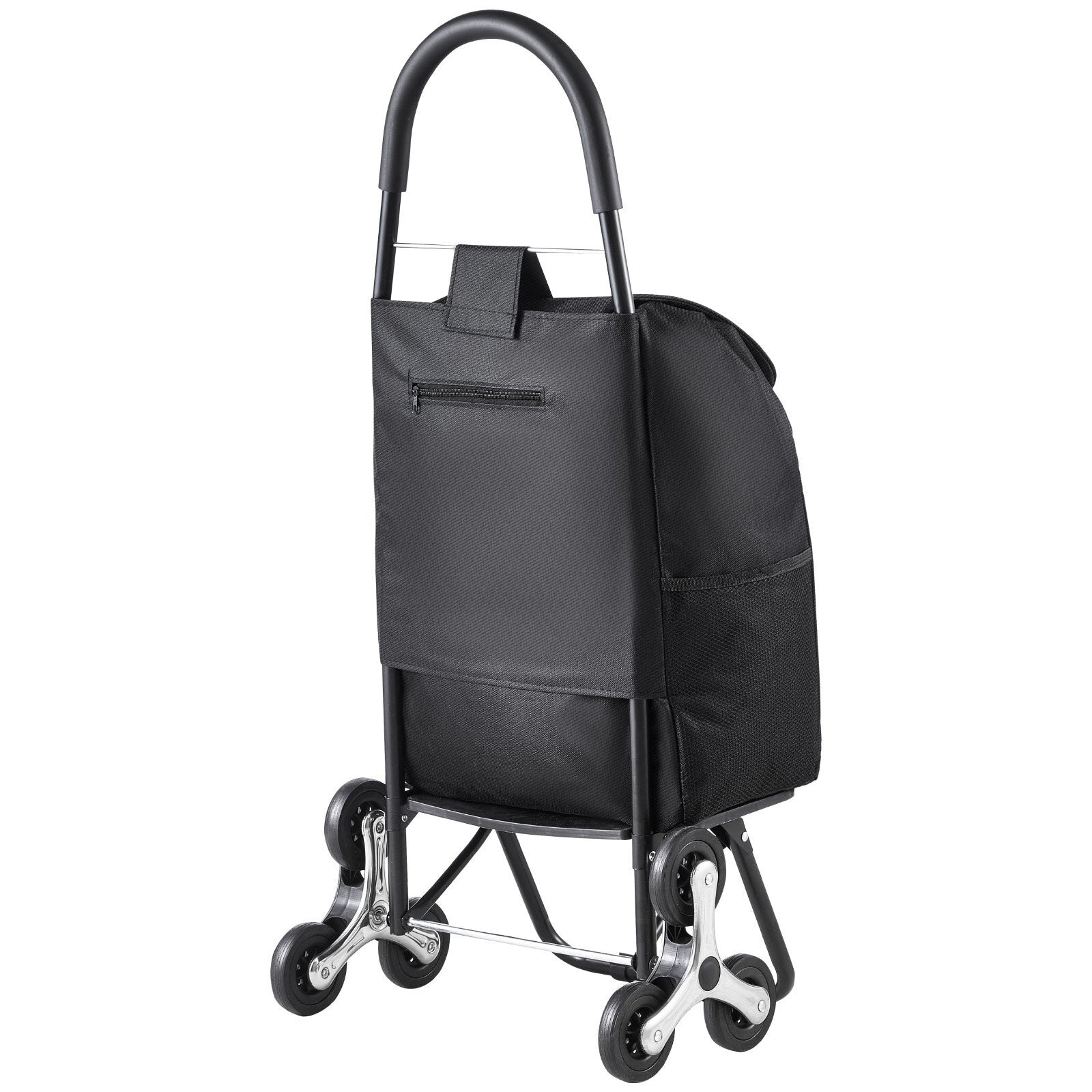 Stair Climber Trolley Dolly, 36L Folding Shopping Cart, Grocery Cart Trolley Laundry Stair Climbing Handcart with 6 Wheels & Oxford Cloth Bag, Foldable Cart for Shopping Grocery Laundry, Black - American Smart