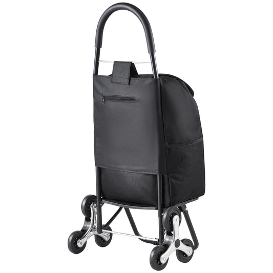 Stair Climber Trolley Dolly, 36L Folding Shopping Cart, Grocery Cart Trolley Laundry Stair Climbing Handcart with 6 Wheels & Oxford Cloth Bag, Foldable Cart for Shopping Grocery Laundry, Black - American Smart