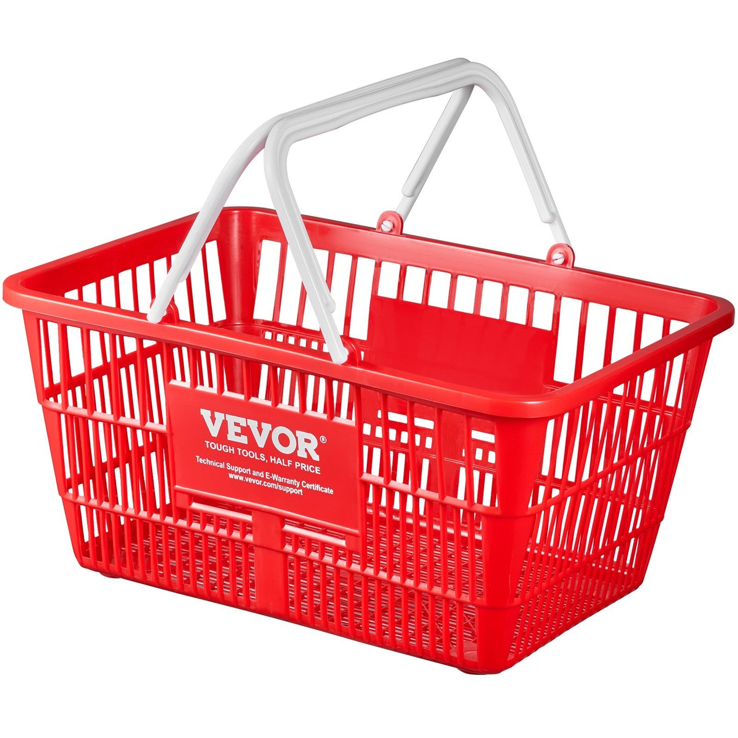 Shopping Basket, Set of 12, 21L Durable Plastic Grocery Basket with Handle and Stand, 16.5 x 11.8 x 8.27 inch Portable Shop Basket Bulk Used for Retail Store Supermarket Grocery Shopping, Red - American Smart