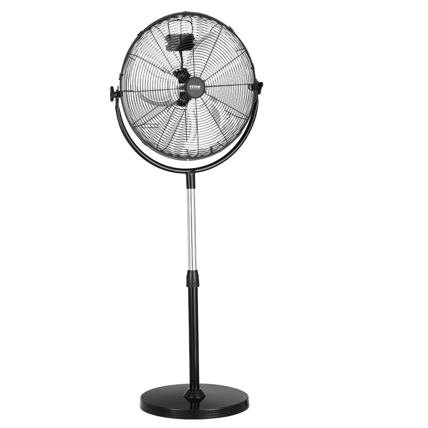 Industrial Pedestal Fan, 18 Inch Standing Fan with 45.3 to 57.9 Inches Adjustable Height, Floor Fans with 3 Adjustable Speeds, High Power Fans for Warehouse,Garage,Commercial,Residential, Black