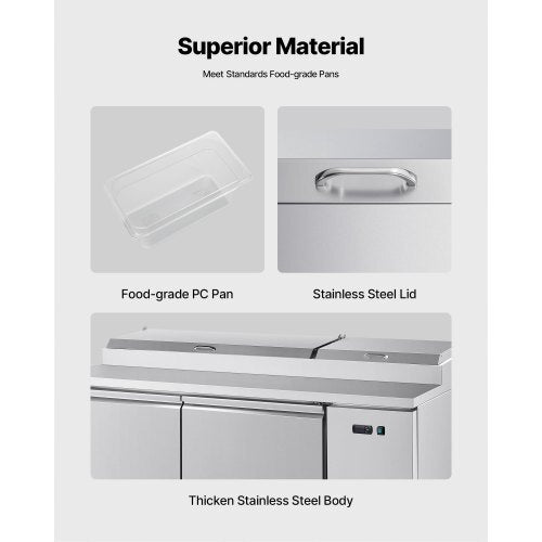 67"W Commercial Refrigerator, Pizza Prep Refrigerated Table, 20" Ultra Wide Countertop Food Prep Worktable, 20.3 Cu.Ft Single Door Salad Prep Fridge, 9 Pans Pizza Make Worktop with Cutting Board