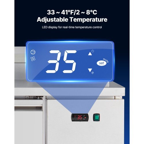 67"W Commercial Refrigerator, Pizza Prep Refrigerated Table, 20" Ultra Wide Countertop Food Prep Worktable, 20.3 Cu.Ft Single Door Salad Prep Fridge, 9 Pans Pizza Make Worktop with Cutting Board