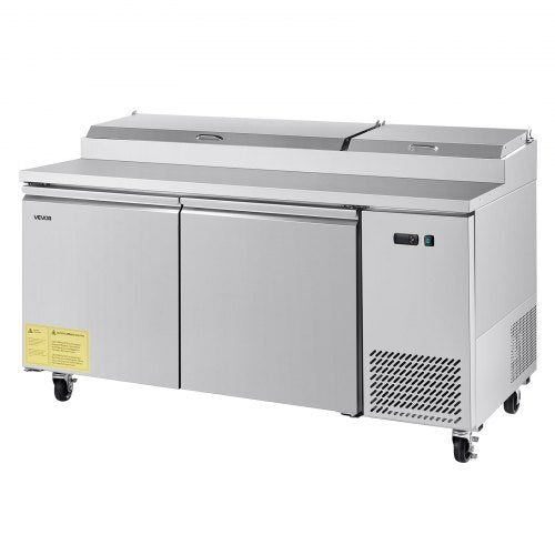 67"W Commercial Refrigerator, Pizza Prep Refrigerated Table, 20" Ultra Wide Countertop Food Prep Worktable, 20.3 Cu.Ft Single Door Salad Prep Fridge, 9 Pans Pizza Make Worktop with Cutting Board