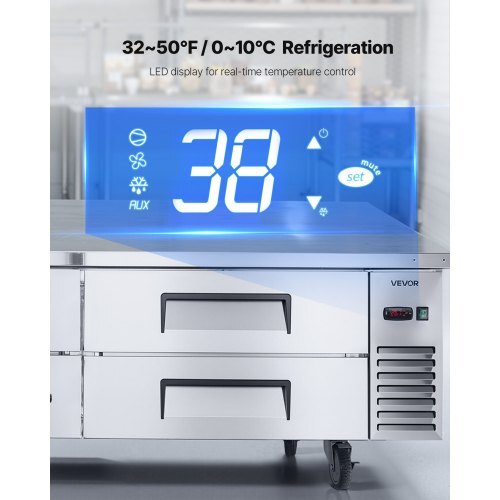Chef Base Refrigerator, 72" W Commercial Chef Bases Worktop Refrigerators, 4-Drawer Under Counter Fridge with 12 Pans Stainless Steel, Heavy-Duty Refrigerated Base, Invisible Door Handle - American Smart