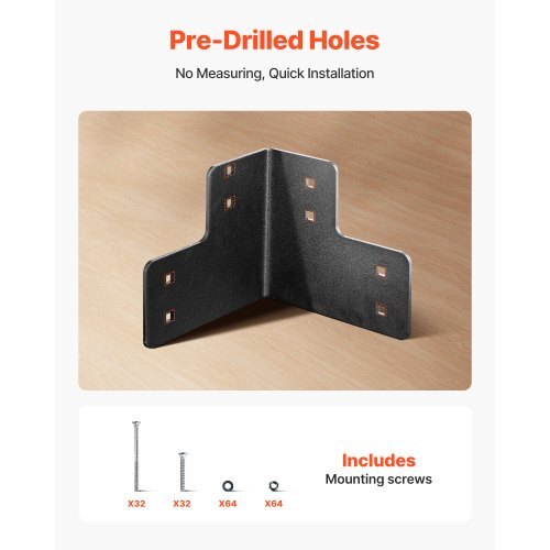 Workbench Corner Bracket Kit, 6.50 x 6.50 x 6.50 inch / 165 x 165 x 165 mm, 2204lbs/1000kg Load Capacity, Heavy Duty Sturdy Steel Angle Brackets with Screws, for Desk Shop Table Platform, 8 Pcs