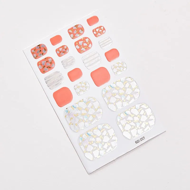 Color: Black/Gold - 22 Tips/Sheet Fashion Nails Sticker Designer Nail Accesoires Nail Adhesive Nail Wraps DIY Valentines Loveliness Designed Shiny