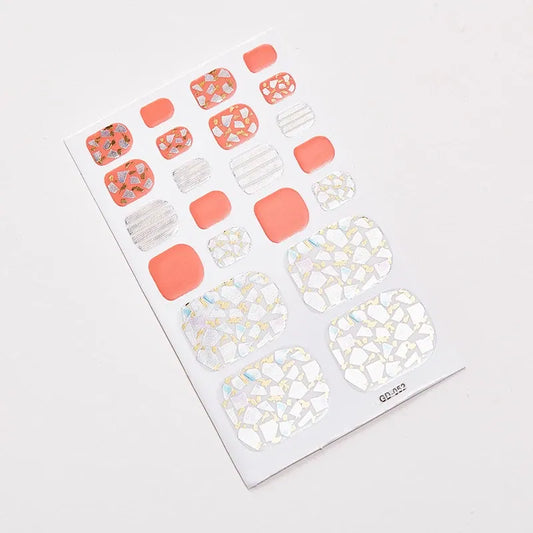 Color: Black/Gold - 22 Tips/Sheet Fashion Nails Sticker Designer Nail Accesoires Nail Adhesive Nail Wraps DIY Valentines Loveliness Designed Shiny
