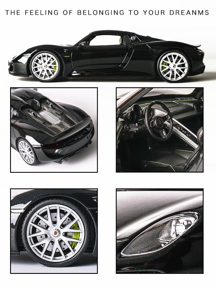 welly-1-24-porsche-918-car-alloy-car-model-simulation-car-decoration-collection-gift-toy-die-casting-model-boy-toy