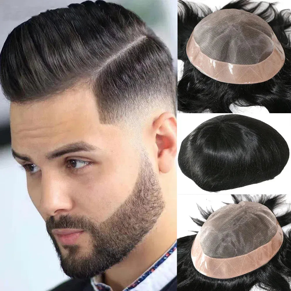 Toupee Color: 610#, Toupee Density: 110%, Length: 6 inches, Toupee Size: 8x10, Toupee Design: free - 20MM Curly Brown Black Super Durable Mono Lace&Pu Mens Toupee Wig Human Hair 15mm Capillary Prosthesi Weave Replacement For Male