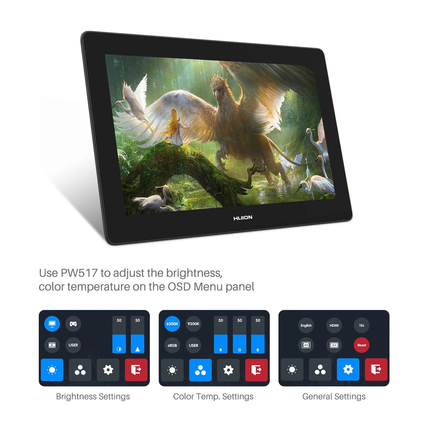 Huion Kamvas Pro 16 4K Series Graphics Tablet 15.6 Inch Screen Monitor UHD Resolution Professional Artists Display 88%/105% NTSC