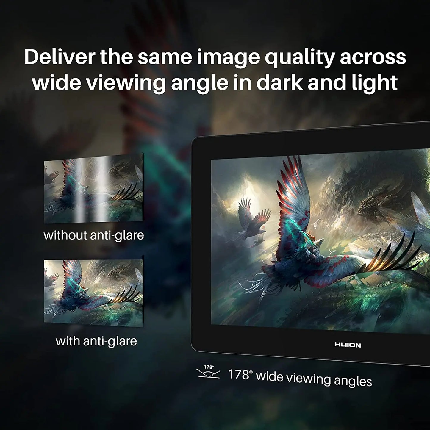 Huion Kamvas Pro 16 4K Series Graphics Tablet 15.6 Inch Screen Monitor UHD Resolution Professional Artists Display 88%/105% NTSC