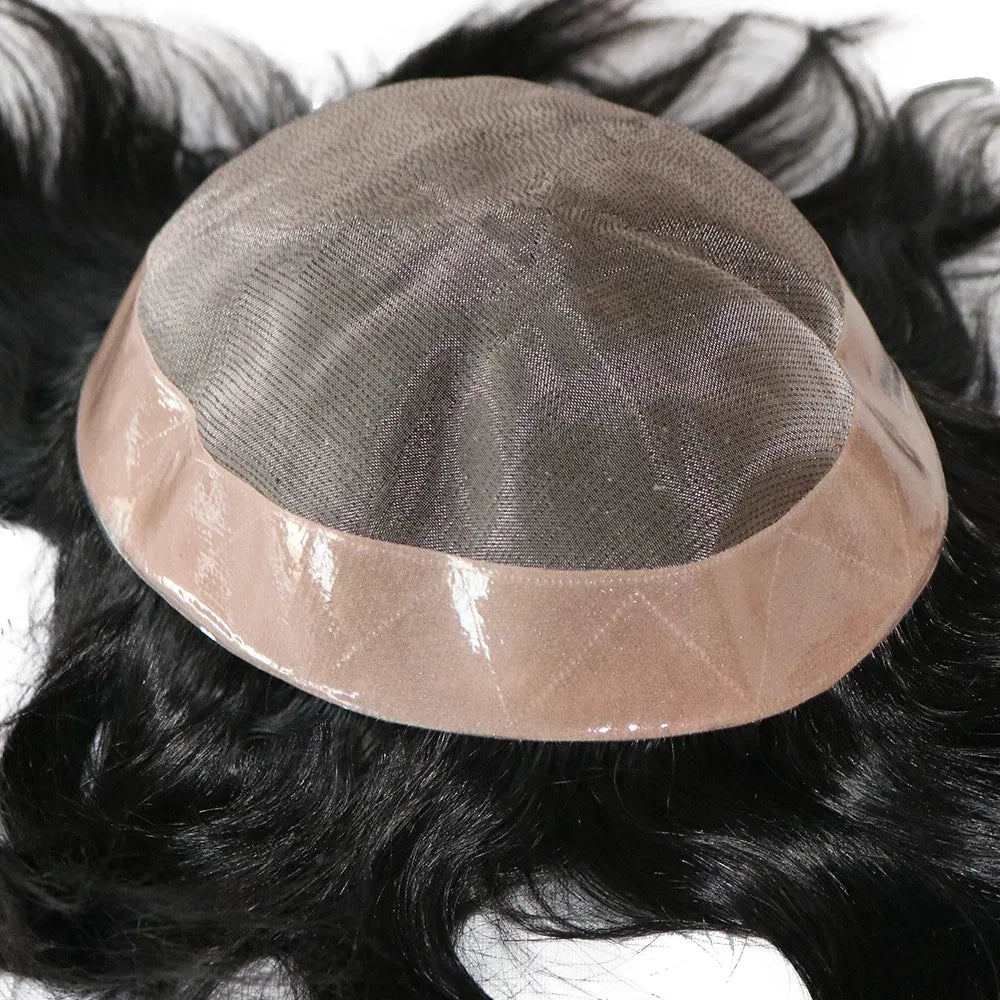 Toupee Color: 610#, Toupee Density: 110%, Length: 6 inches, Toupee Size: 8x10, Toupee Design: free - 20MM Curly Brown Black Super Durable Mono Lace&Pu Mens Toupee Wig Human Hair 15mm Capillary Prosthesi Weave Replacement For Male