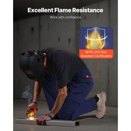 FR Pants for Men, 9 oz 100% Cotton, Flame-Resistant Cargo Pants with Multi-Pockets and Elastic Waist, Reinforced Tear-proof Stitching, Ideal for Welding Work and Casual Wear, XL Size, Dark Blue
