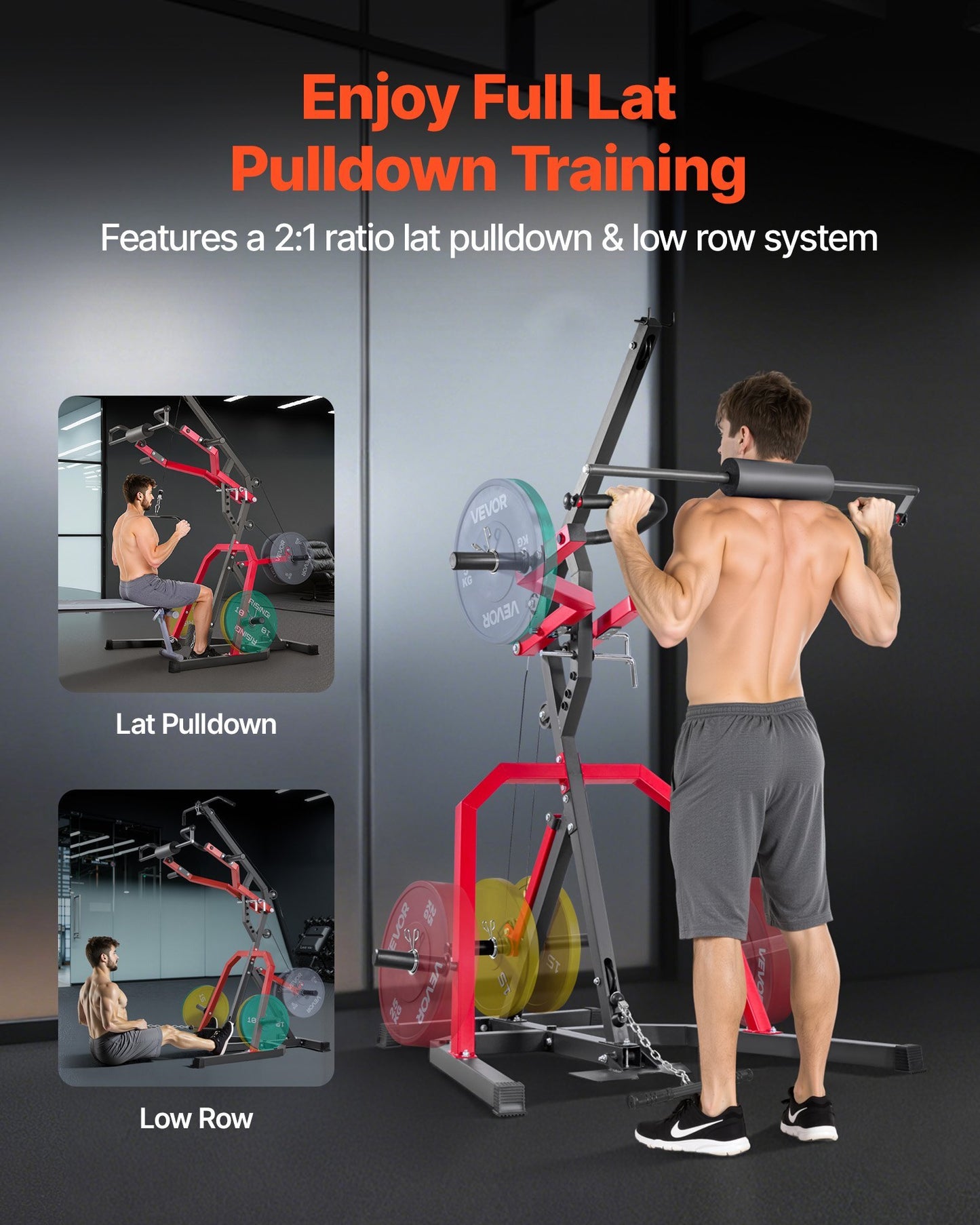 Home Gym Equipment, Leverage Gym with 2:1 Ratio LAT Low Row System, Strength Training Machine for Squats Deadlifts Bench Press Bicep Curls, Home Gym Machine, Adjustable Full Body Workout Station