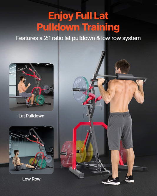 Home Gym Equipment, Leverage Gym with 2:1 Ratio LAT Low Row System, Strength Training Machine for Squats Deadlifts Bench Press Bicep Curls, Home Gym Machine, Adjustable Full Body Workout Station