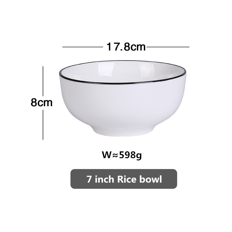 white-with-black-edge-dinner-plate-ceramic-kitchen-tray-food-dishes-rice-salad-noodles-bowl-soup-kitchen-cook-tool-1pcs-sale
