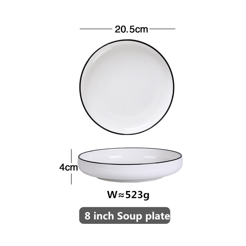 white-with-black-edge-dinner-plate-ceramic-kitchen-tray-food-dishes-rice-salad-noodles-bowl-soup-kitchen-cook-tool-1pcs-sale
