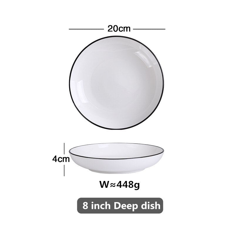 white-with-black-edge-dinner-plate-ceramic-kitchen-tray-food-dishes-rice-salad-noodles-bowl-soup-kitchen-cook-tool-1pcs-sale