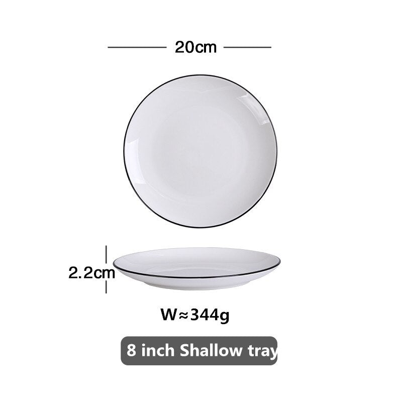 white-with-black-edge-dinner-plate-ceramic-kitchen-tray-food-dishes-rice-salad-noodles-bowl-soup-kitchen-cook-tool-1pcs-sale