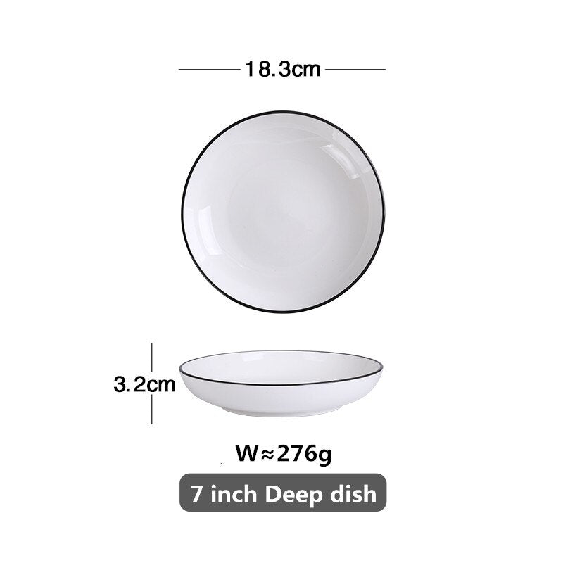 white-with-black-edge-dinner-plate-ceramic-kitchen-tray-food-dishes-rice-salad-noodles-bowl-soup-kitchen-cook-tool-1pcs-sale