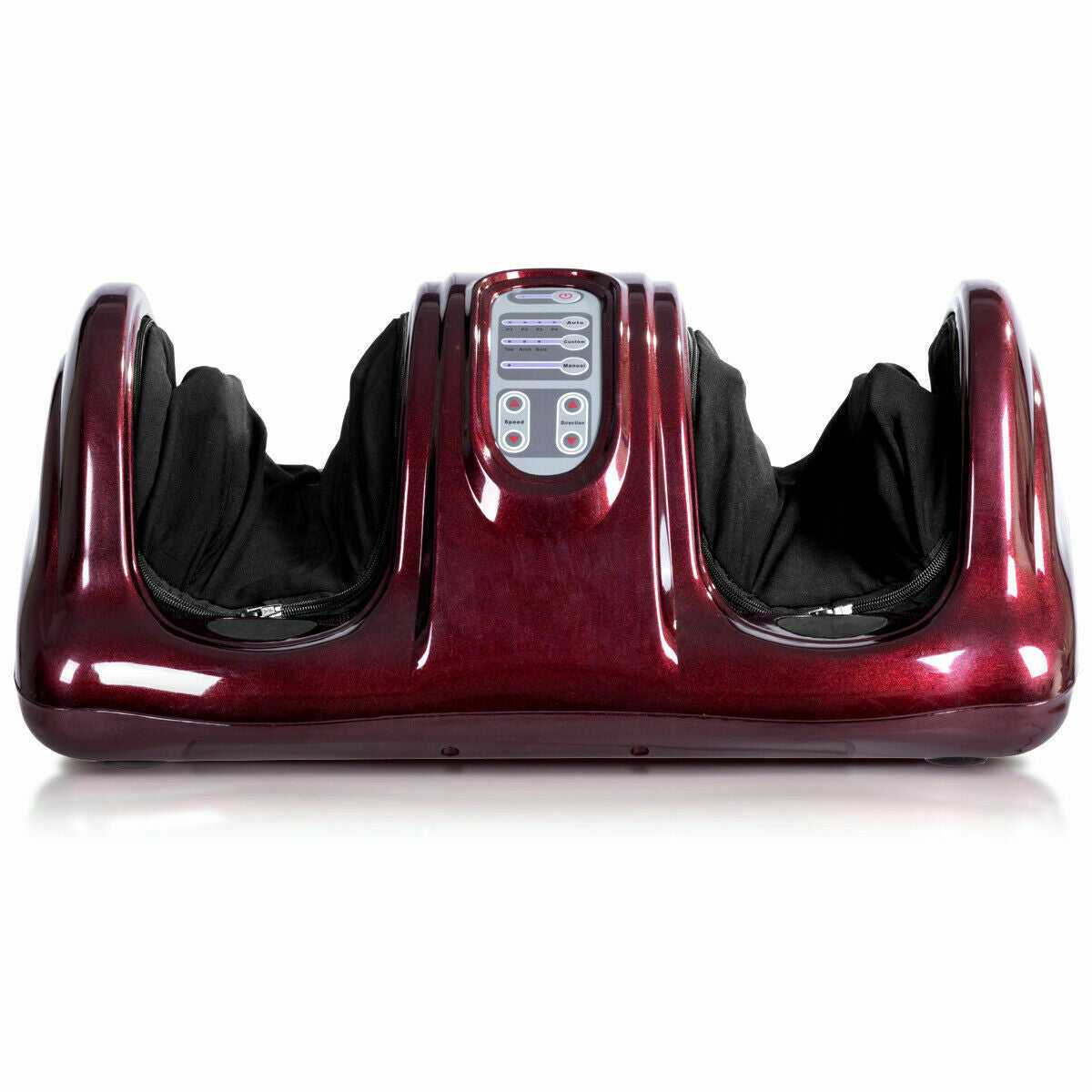 Dark red American Smart Shiatsu foot massager with high-intensity rollers for relaxing foot massage and foot pain relief.