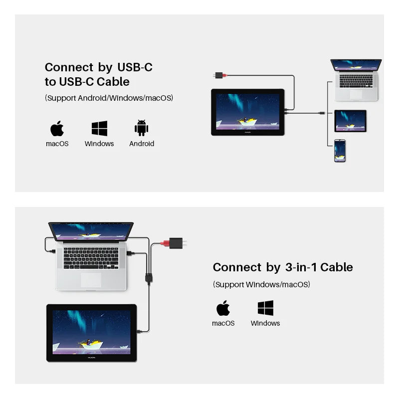 Huion Kamvas Pro 16 4K Series Graphics Tablet 15.6 Inch Screen Monitor UHD Resolution Professional Artists Display 88%/105% NTSC