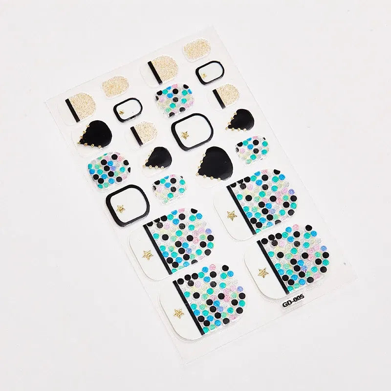 Color: army green - 22 Tips/Sheet Full Beauty Loveliness Designed Manicure Valentines Nail Art Designer Nail Decals Novidades Nail Sticker Set