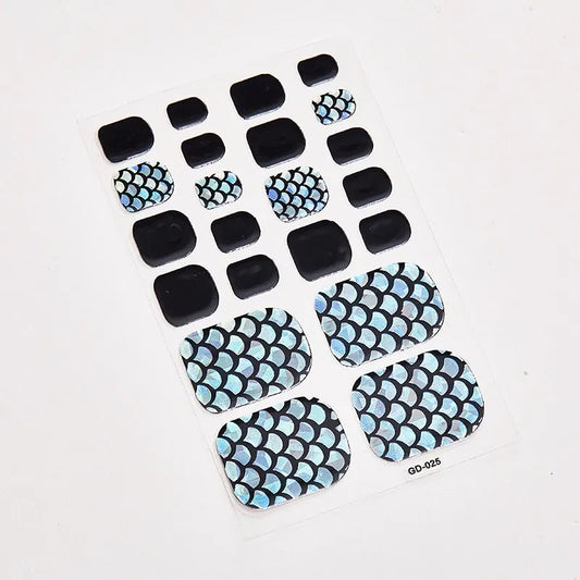 Color: Dark Grey - 22 Tips/Sheet Valentines Loveliness Full Cover Nail Stickers Fashion Nail Stickers Nail Sticker Set Designed Nail Tape Shiny