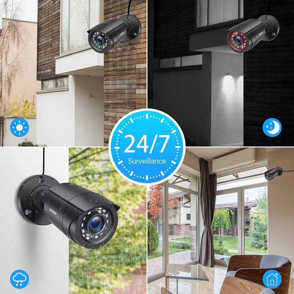 ZOSI 2.0MP 1080p Outdoor Indoor Security Camera 4-in-1 TVI/CVI/AHD/CVBS CCTV Camera for Analog Home Surveillance DVR System