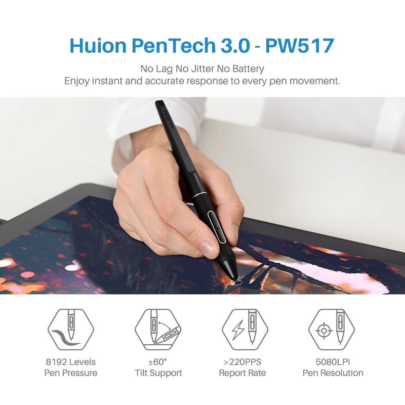 Huion Kamvas Pro 16 4K Series Graphics Tablet 15.6 Inch Screen Monitor UHD Resolution Professional Artists Display 88%/105% NTSC