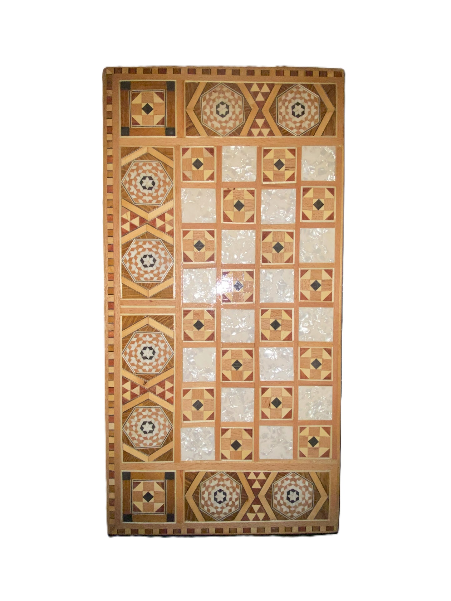 Vintage Mosaic Wooden Inlaid Marquetry Box Backgammon Set