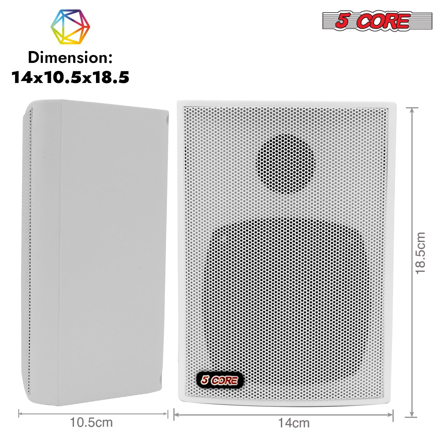 5Core Outdoor Speakers Stereo In Wall 100W Peak Passive Home Audio System-3