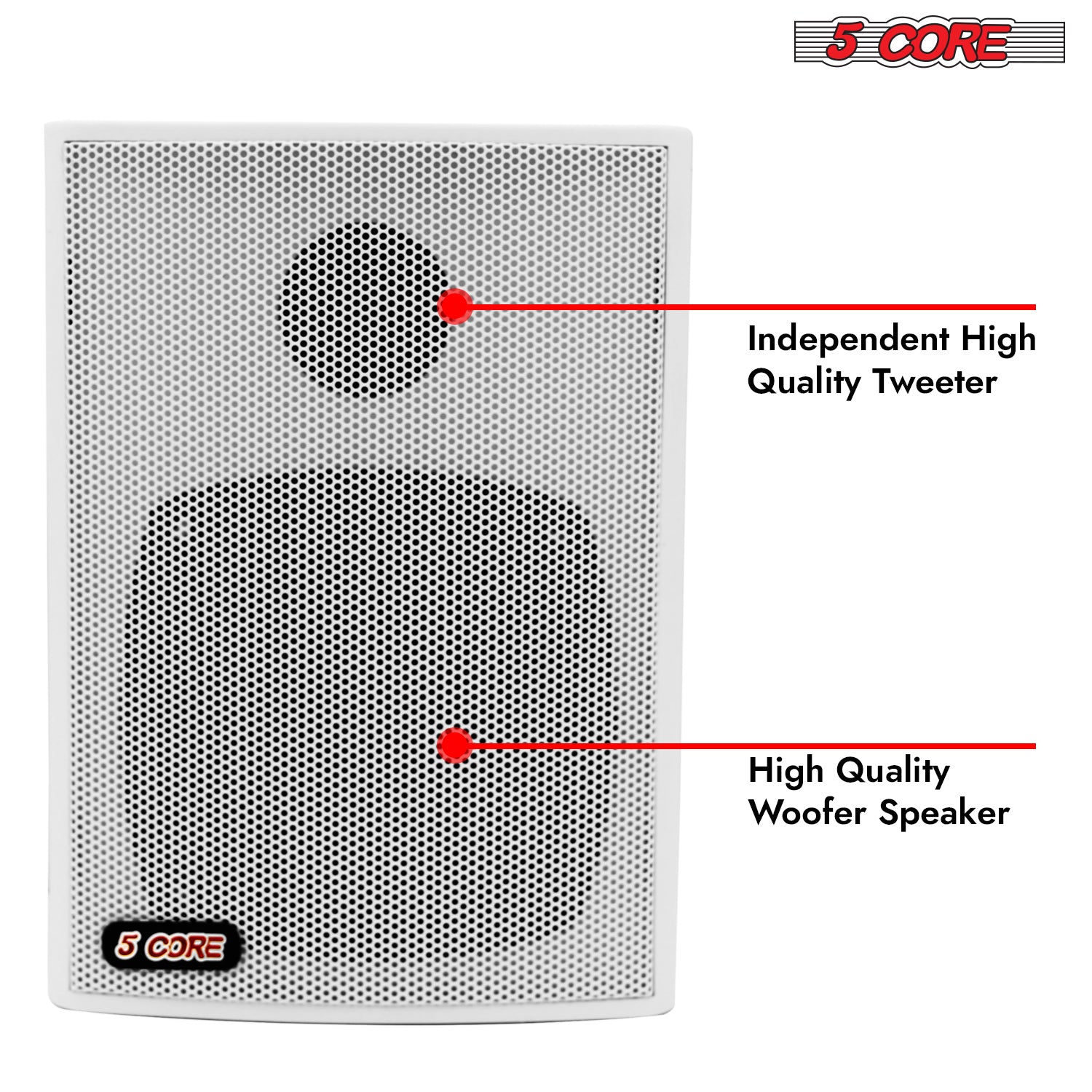5Core Outdoor Speakers Stereo In Wall 100W Peak Passive Home Audio System-4