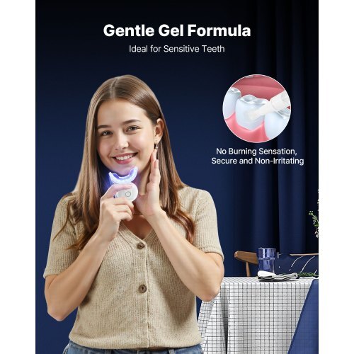 Teeth Whitening Kit with LED Light, 32 LED Accelerator Lights, Whitening Strips, Pens and Gel Syringes, U-Shaped Tray, Wireless Portable Kit Fast and Effectively Removes Stubborn Stains