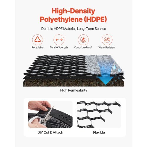 Gravel Grid, 2 Inch Depth, 17.06 x 8.86 FT / 5200 x 2700 mm, 1880 LBS Per Sq ft Grass Ground Retainer, Permeable Geo Grids Driveway Stabilization, for Garden, Patio, Walkway, RV Parking Slopes