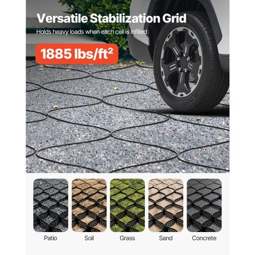 Gravel Grid, 2 Inch Depth, 17.06 x 8.86 FT / 5200 x 2700 mm, 1880 LBS Per Sq ft Grass Ground Retainer, Permeable Geo Grids Driveway Stabilization, for Garden, Patio, Walkway, RV Parking Slopes